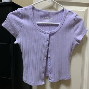 Aéropostale Button-Front Shrunken Tee Ribbed, Fitted, and Stretchy.